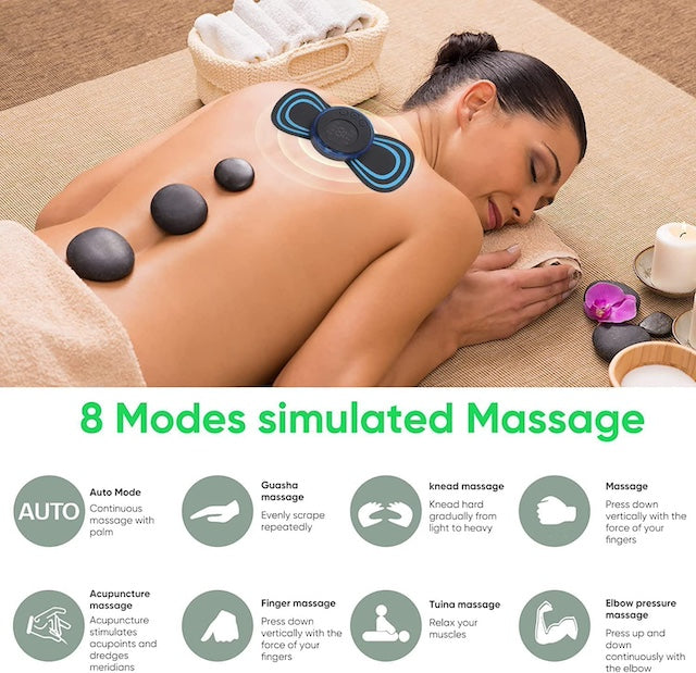 Portable Electric Massager, Body Massager Machine for Pain Relief, Wireless Vibrating Massager with 8 Modes and 19 Strength Level