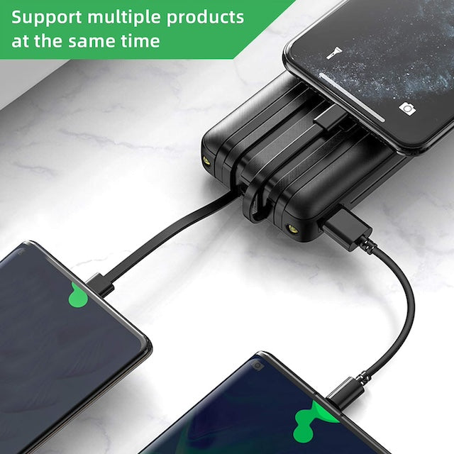 Power Bank with 4 Inbuilt Cables, Fast Charging External Battery, Compatible with iPhone iPad Samsung, Android Smartphone Tablet and More