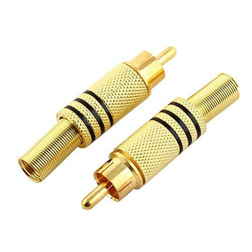 RCA Male Connector Adapter Gold Tone 52mm Long