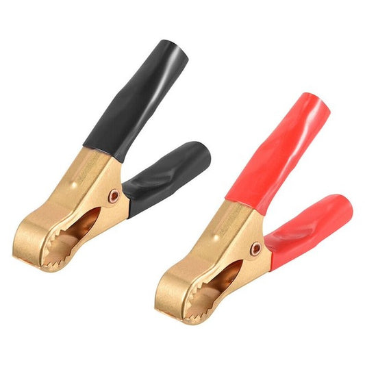 2 Pcs Pure Copper Alligator Clip Adapter 50A Test Clamp Half Shroud Red and Black