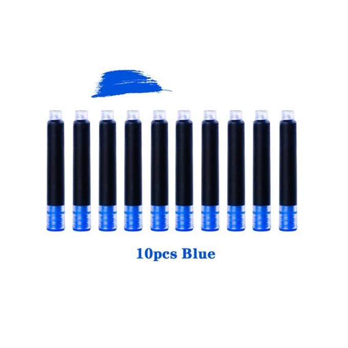 10pcs Pure Blue Fountain Pen Ink Cartridges Standard Size