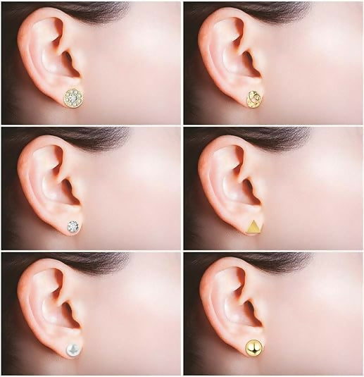 Fashion 12 Pairs Earrings Zircon Crystal Heart Triangle