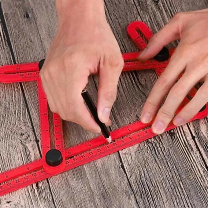 Folding Angle Ruler 10 Inch Multifunction Four-sided Plastic Angle Measuring Tool with 1mm Accuracy for Measuring Wood