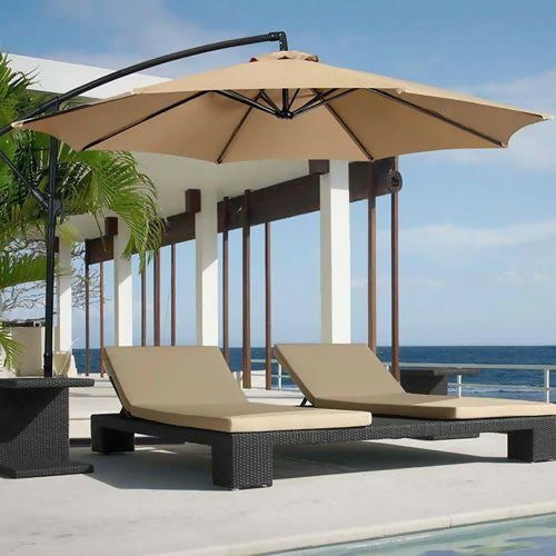 Cantilever parasol/Patio Umbrella 10ft/3mtrs with Crankshaft adjusting shaft with Base