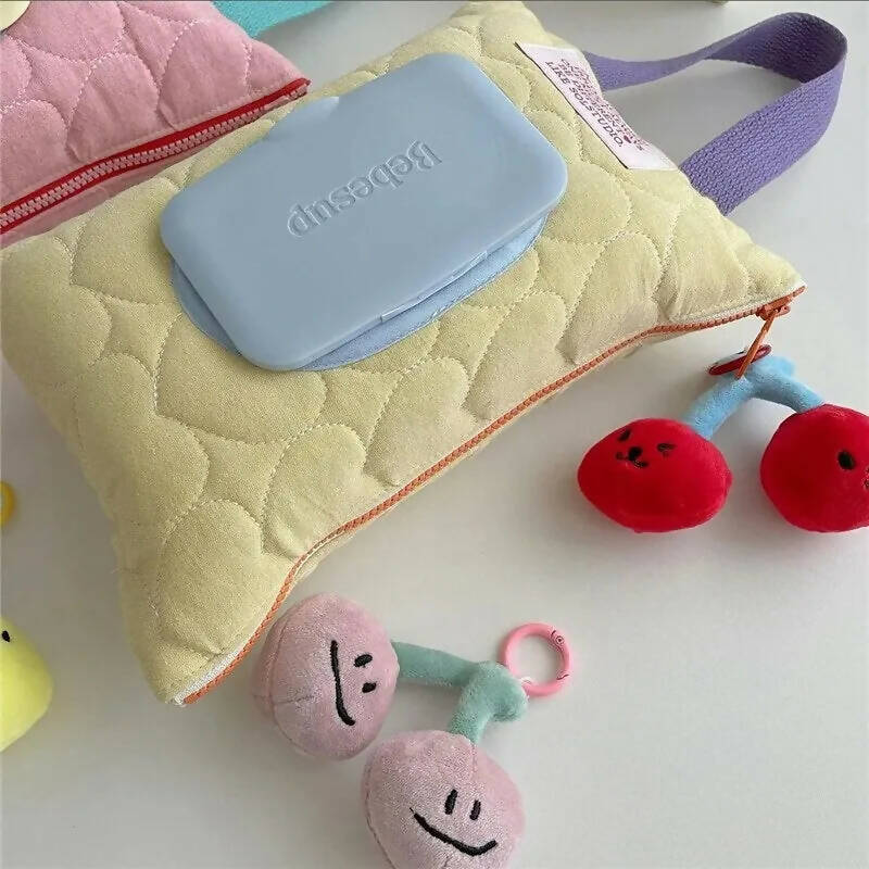 1pc Car Mounted Tissue Box Waterproof Suction Paper Cover Tissue Bag Cute Baby Stroller Tissue Hanging Bag