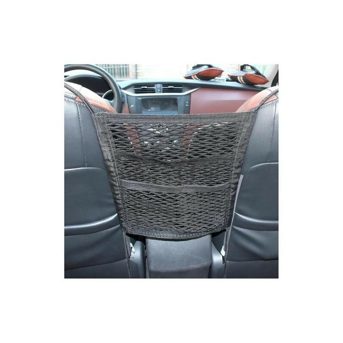 Car Mesh Organizer, Seat Back Net Bag, Super stretch 2slot Net Organizer for in Between Car Front Seats