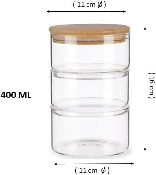 Stackable Glass Jars with Bamboo Lid