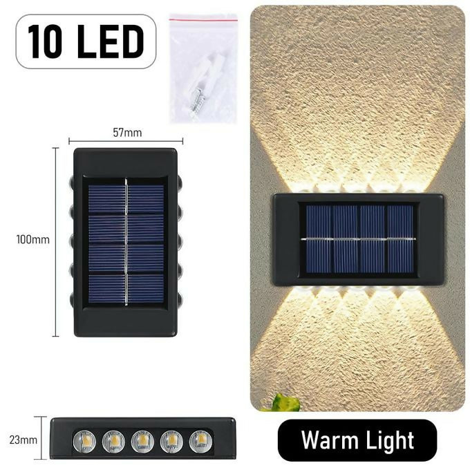 Solar Outdoor Wall Lamp Waterproof Garden Decor Lights Up Down External Washer