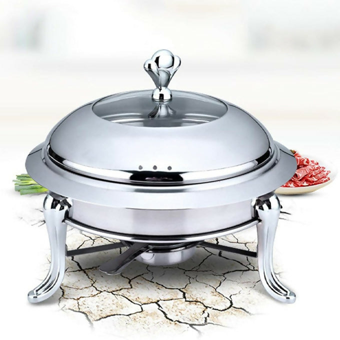 Full Size Round Chafing Dish Set, Stainless Steel Buffet Server Food Warming Tray