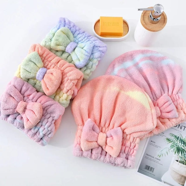 Quick Drying Microfiber Hair Towel, Dry Hair Cap Absorbent, Hair Drying Shower Cap, Microfiber Hair Turban Towel Bath Head Hat