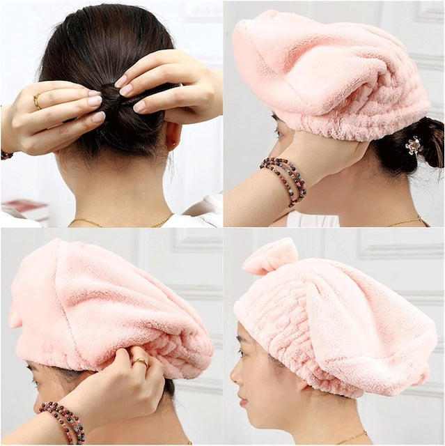 Quick Drying Microfiber Hair Towel, Dry Hair Cap Absorbent, Hair Drying Shower Cap, Microfiber Hair Turban Towel Bath Head Hat