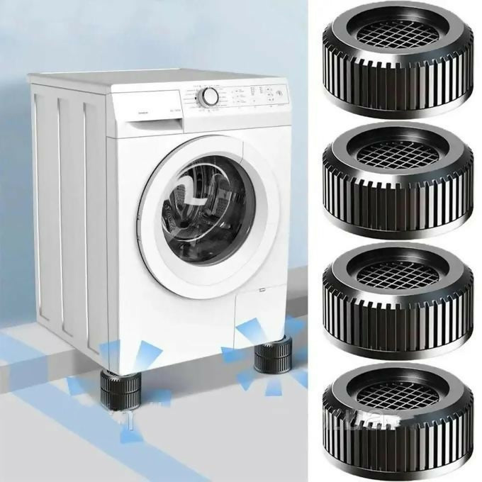 4pcs Reinforced Anti-Vibration Stands Multifunctional Shock Pad for Washing Machine Refrigerator - Black