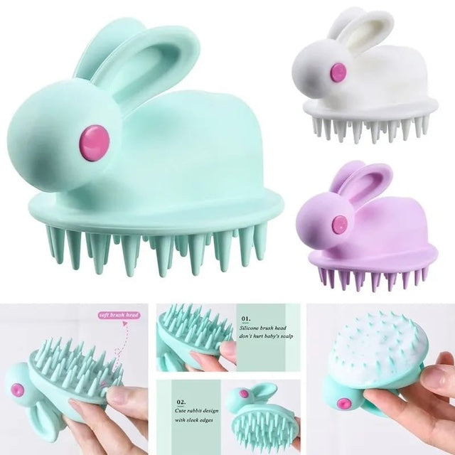 Rabbit Shape Bathing Brush, Silicone Cleaning Brush, White Rabbit Design Massage Brush for Relaxation and Scalp Massage