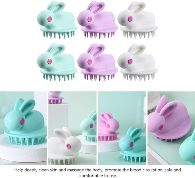 Rabbit Shape Bathing Brush, Silicone Cleaning Brush, White Rabbit Design Massage Brush for Relaxation and Scalp Massage