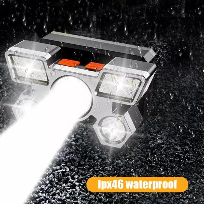 Rechargeable Headlamp, 12000 Lumen Ultra Bright 5 LED Headlight Flashlight, Brightest USB Rechargeable Headlamps, Waterproof Head Lamp 4 Modes Light