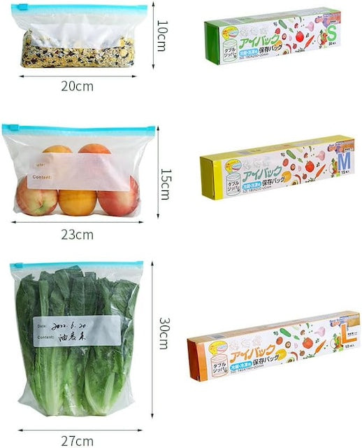 Reusable Fridge Bags with Zipper and Box Packing, Food Storage Bag with Zipper, Freezer Bag, Slider Bag, Small Storage