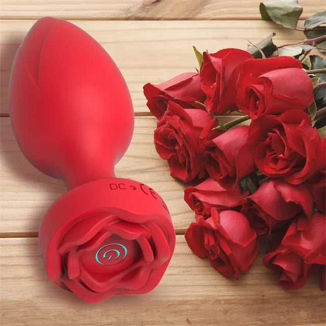 Rose Anal Butt Plug Vibrator, Vibrator Thread Anal Dildo Butt Plug, Vibrator Sex Toys with Remote Control