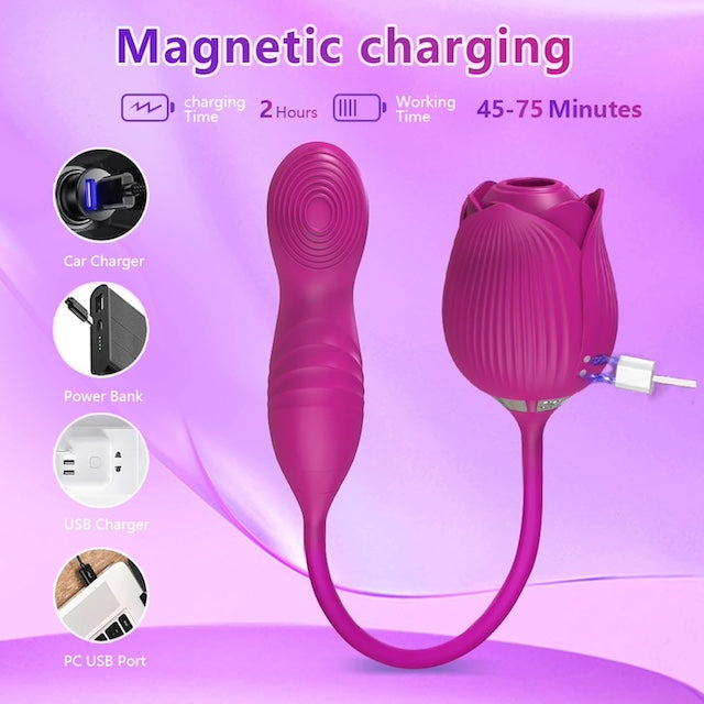 Rose Sucking Vibrator For Clit Nipple Sucking, Vibrator 3 in 1 Sex Toys G Spot Vibrator For Women, Quiet and Waterproof