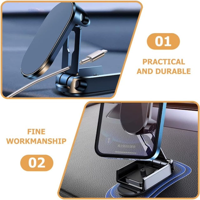 Rotating 720 Degrees Magnetic Car Phone Holder, Car Folding Bracket Carphone Holder, Car Magnetic Phone Mount