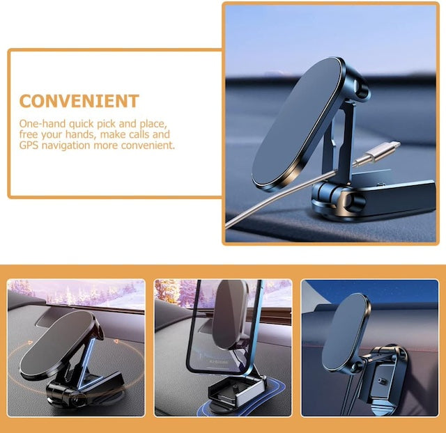 Rotating 720 Degrees Magnetic Car Phone Holder, Car Folding Bracket Carphone Holder, Car Magnetic Phone Mount