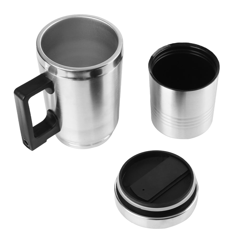 Vehicle Heating Cup Electric Heating Car Kettle 12V/24V 300ml Camping Travel Kettle Stainless Steel