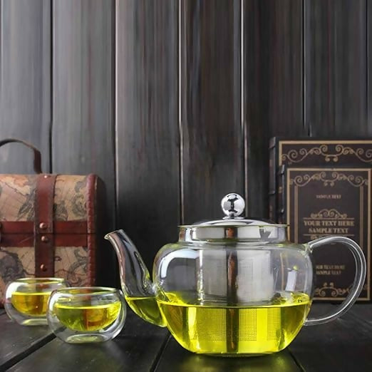 Clear Glass Teapot with Stainless Steel Infuser