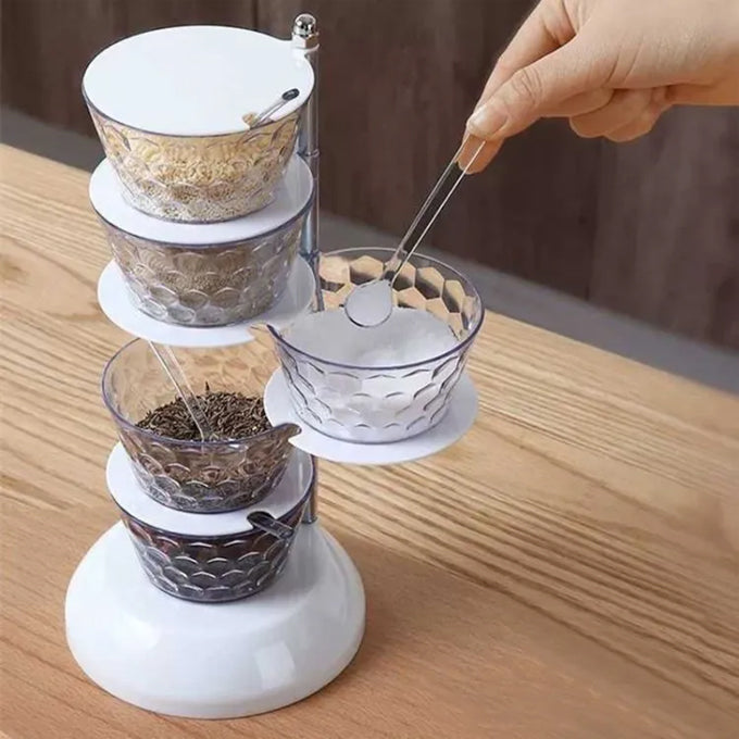 5 Layer Rotating Seasoning Box, Spice Jar Revolving Spice Rack