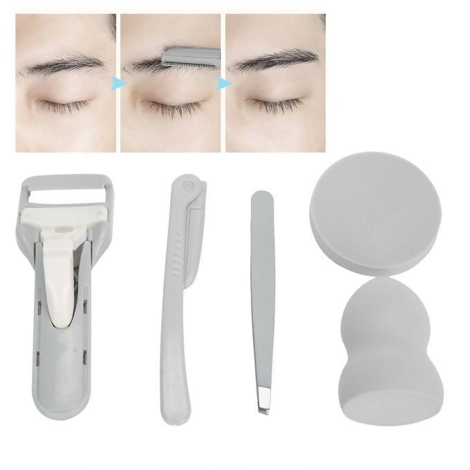Fashion 5Pcs/set Makeup Eyebrow Cutter Puff Eyelash Clipper Trimmer