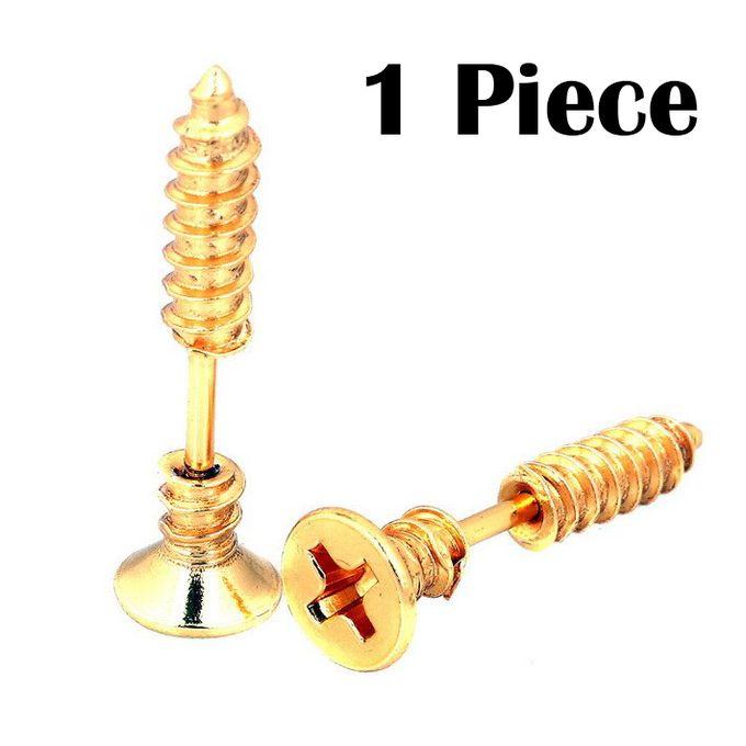 Screw Head Design Mens Stud Earring, For Casual Wear - Gold