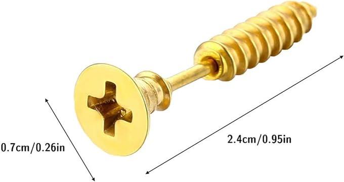 Screw Head Design Mens Stud Earring, For Casual Wear - Gold