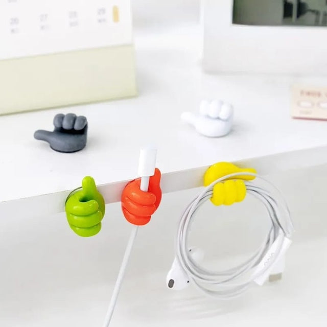 Self Adhesive Thumb Hooks, Thumb Cord Organizer Cable Clips, Fun Wall Hook Wire Clips, Key Clip Wall Storage - 5 Pieces