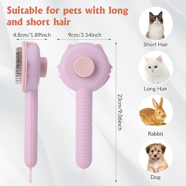 Self Cleaning Pet Comb, Cat and Dog Brush for Grooming, Massage Cat and Dog Comb with Handle for Short Long Hair, Pet Brush Tool for Remove Loose Undercoat