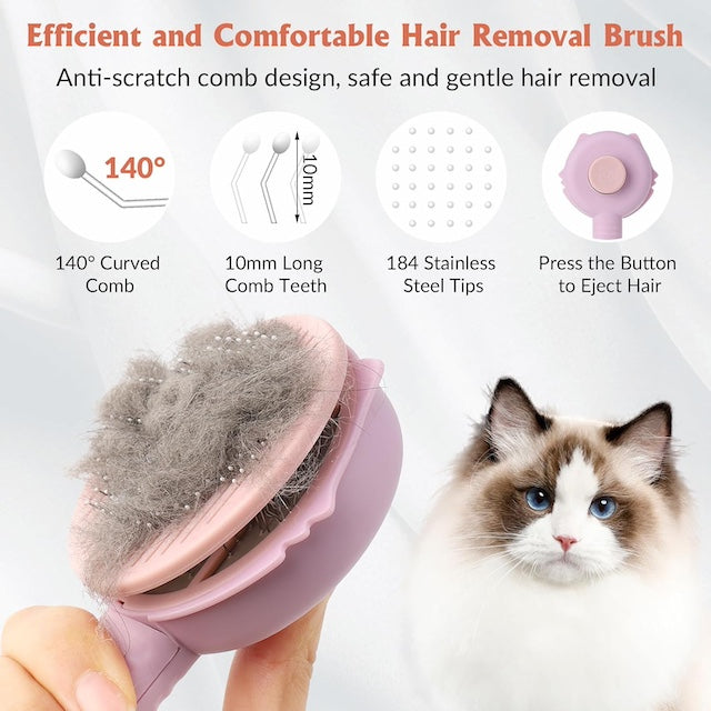 Self Cleaning Pet Comb, Cat and Dog Brush for Grooming, Massage Cat and Dog Comb with Handle for Short Long Hair, Pet Brush Tool for Remove Loose Undercoat