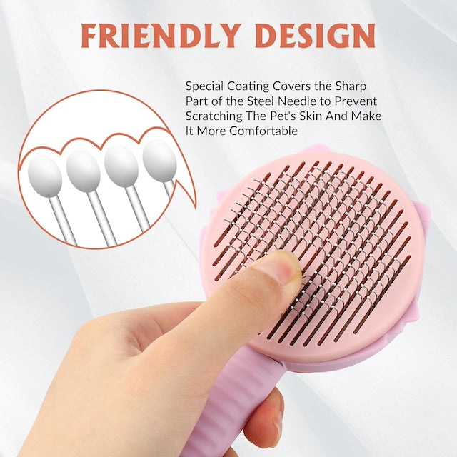 Self Cleaning Pet Comb, Cat and Dog Brush for Grooming, Massage Cat and Dog Comb with Handle for Short Long Hair, Pet Brush Tool for Remove Loose Undercoat