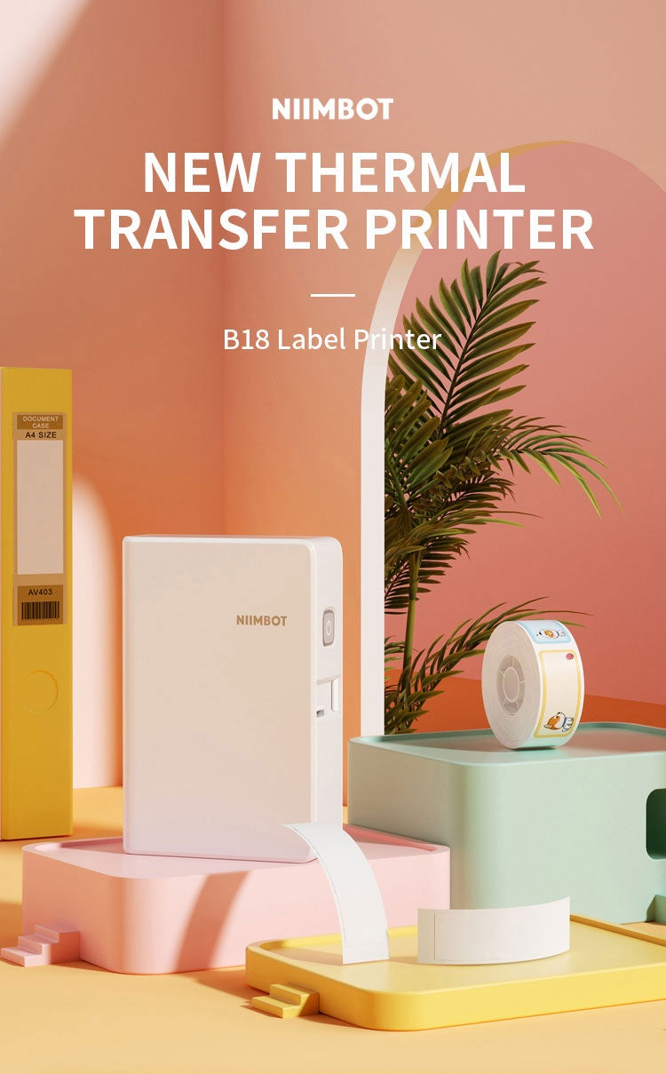 Niimbot B18 Mini Portable Sticker Bluetooth Printer Thermal UV  Thermal Printer With Ribbon PET Papers Keep 8-10 Years Machine