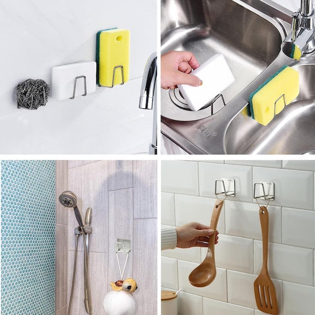 Sink Sponge Holder, Kitchen Stainless Steel Sponges Holder, Sink Accessories Self Adhesive Sink Sponges, Storage Organizer