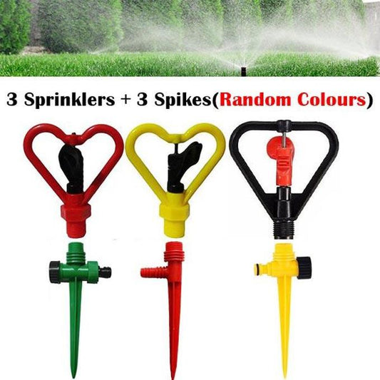 6pcs/Set Sprinkler Heads + Spikes Water Spinners Lawn Garden Rotary Spray Irrigation System