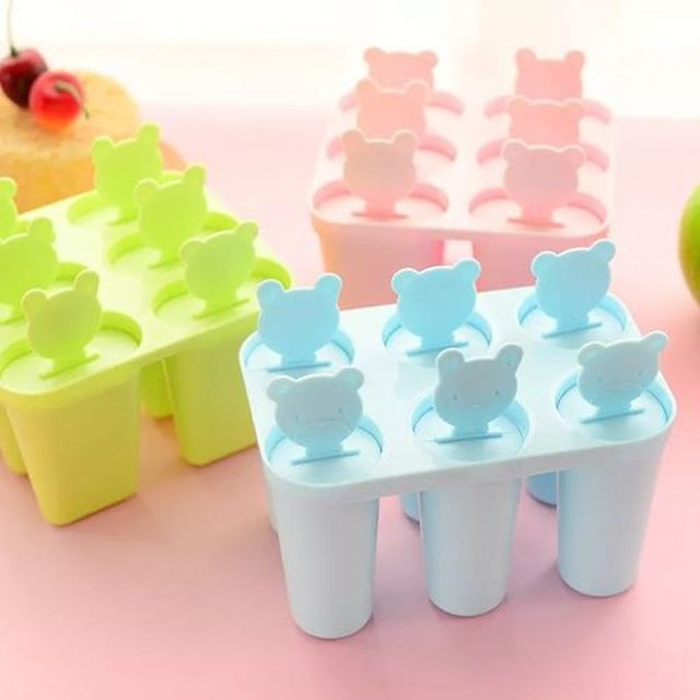 Popsicle Mold, Reusable Popsicle Molds for Kids, Frozen Treats Plastic Ice Cube Trays, Easy Release Ice Cream Maker - 6 Slots