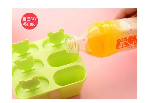 Popsicle Mold, Reusable Popsicle Molds for Kids, Frozen Treats Plastic Ice Cube Trays, Easy Release Ice Cream Maker - 6 Slots