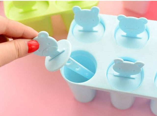 Popsicle Mold, Reusable Popsicle Molds for Kids, Frozen Treats Plastic Ice Cube Trays, Easy Release Ice Cream Maker - 6 Slots