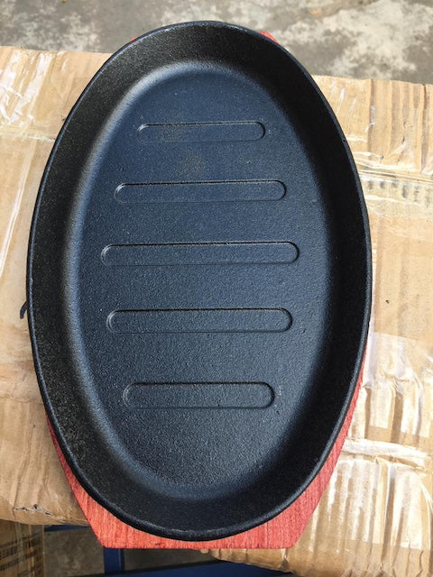 Sizzling Plate, Oval Cast Iron Hot Plate, Home and Kitchen Cooking Accessories, Sizzling Pan for Grilling Meat and Seafood