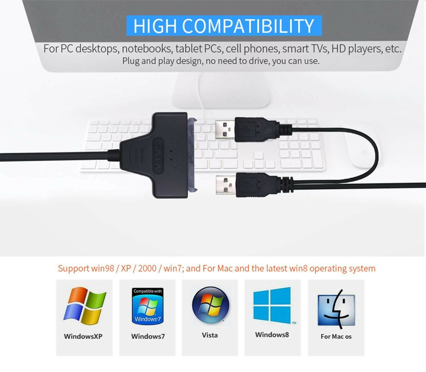 USB to SATA Cable for 2.5" SATA HDD