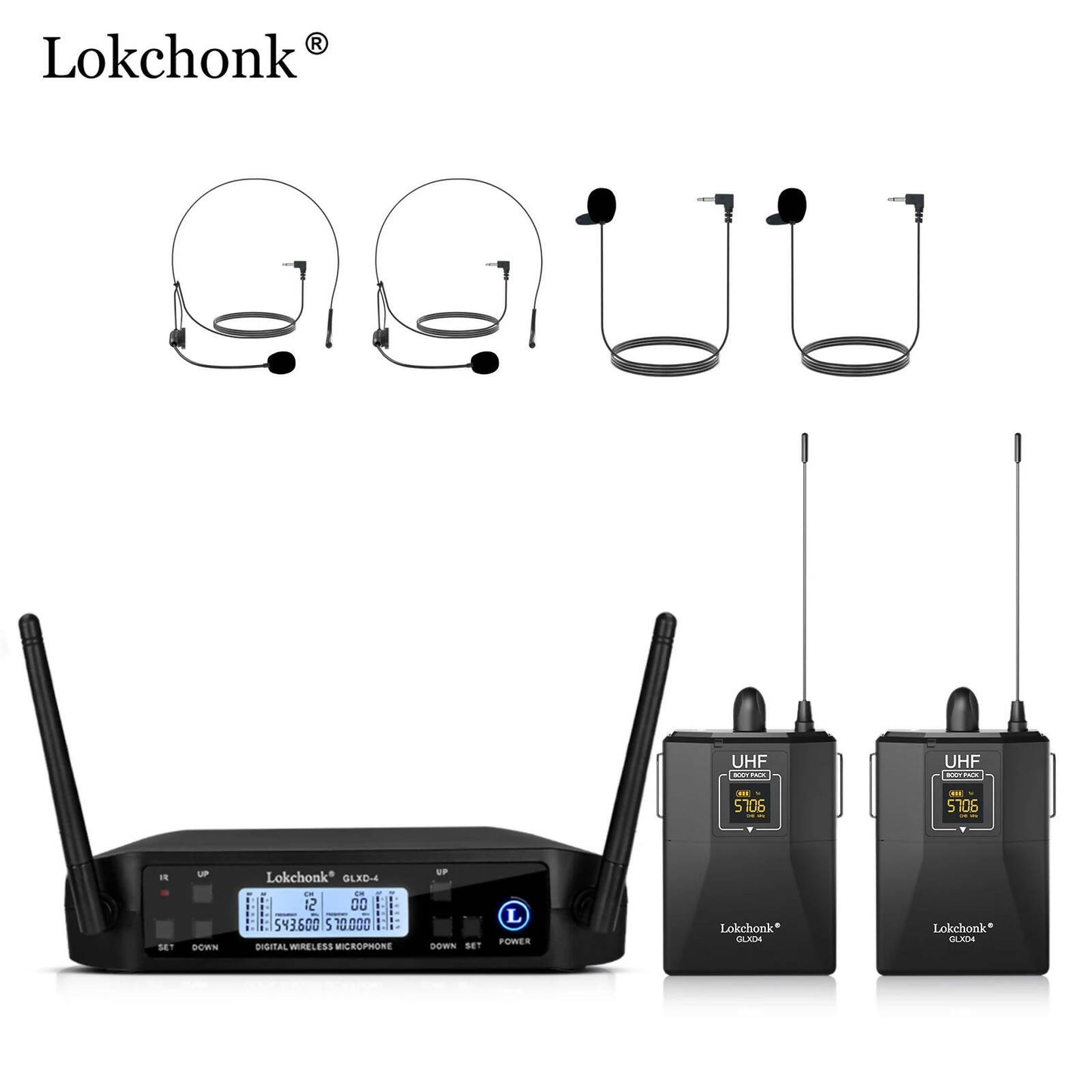 Wireless Lavalier Microphone GLXD4 UHF Professional Headset Clip Mic Bodypack Frequency Adjustable For Show Church Meeting Party