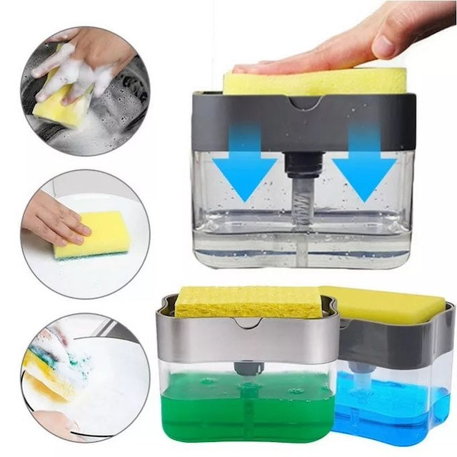 Convenient 2-in-1 Soap Pump/Dispenser, Soap Dispenser Pump Sponge Holder for Effortless Kitchen Cleanup and Organization