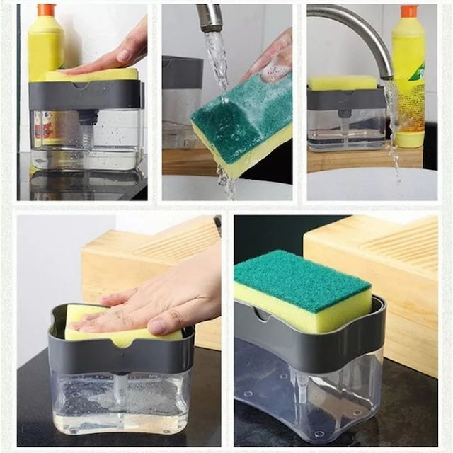 Convenient 2-in-1 Soap Pump/Dispenser, Soap Dispenser Pump Sponge Holder for Effortless Kitchen Cleanup and Organization