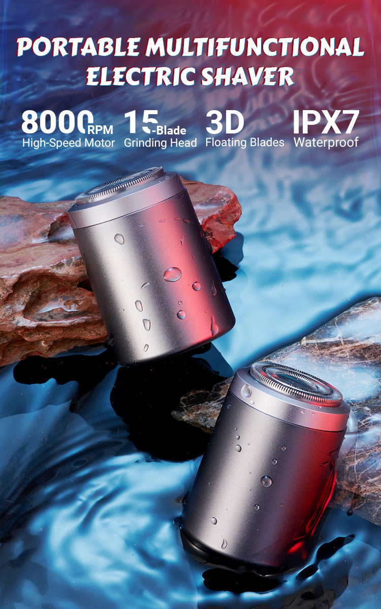 Portable Multifunctional Electric Shaver Rechargeable Travel Mini Men Razors Long Endurance Hair Trimmer IPX6 Waterproof Wet/Dry