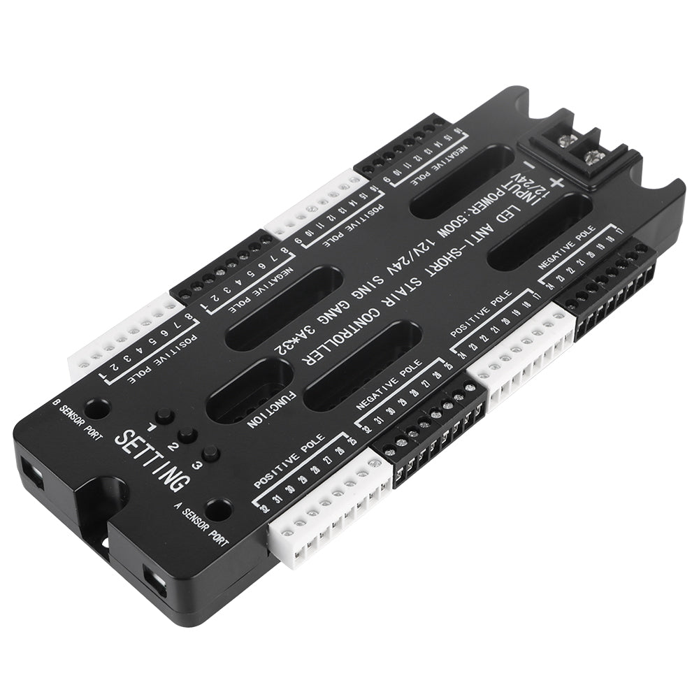 LED Motion Sensor Adjustable Brightness Automatic 32 Channels Stair Light Controller Kit DC 12V 24V For Stairs Flexible Strip