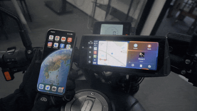 Spedal CL876 Gps Motorcycle Wireless CarPlay/Android Auto 6.86 Inch 1080P Dual Cameras Loop Recording Tire Pressure Monitoring