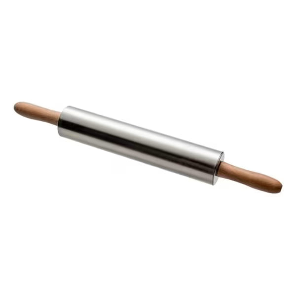 S/Steel Rolling Pin with Wooden Handles