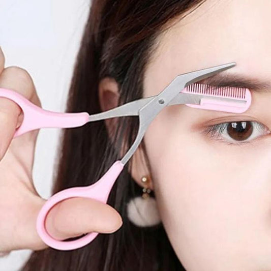 Stainless Steel Eyebrow Shaping Cut Scissors Comb Hair Remover, Portable and Lightweight